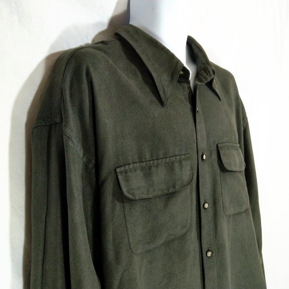 Men's Van Heusen Faux Suede Button Up Shirt EUC - Picture 2 of 6